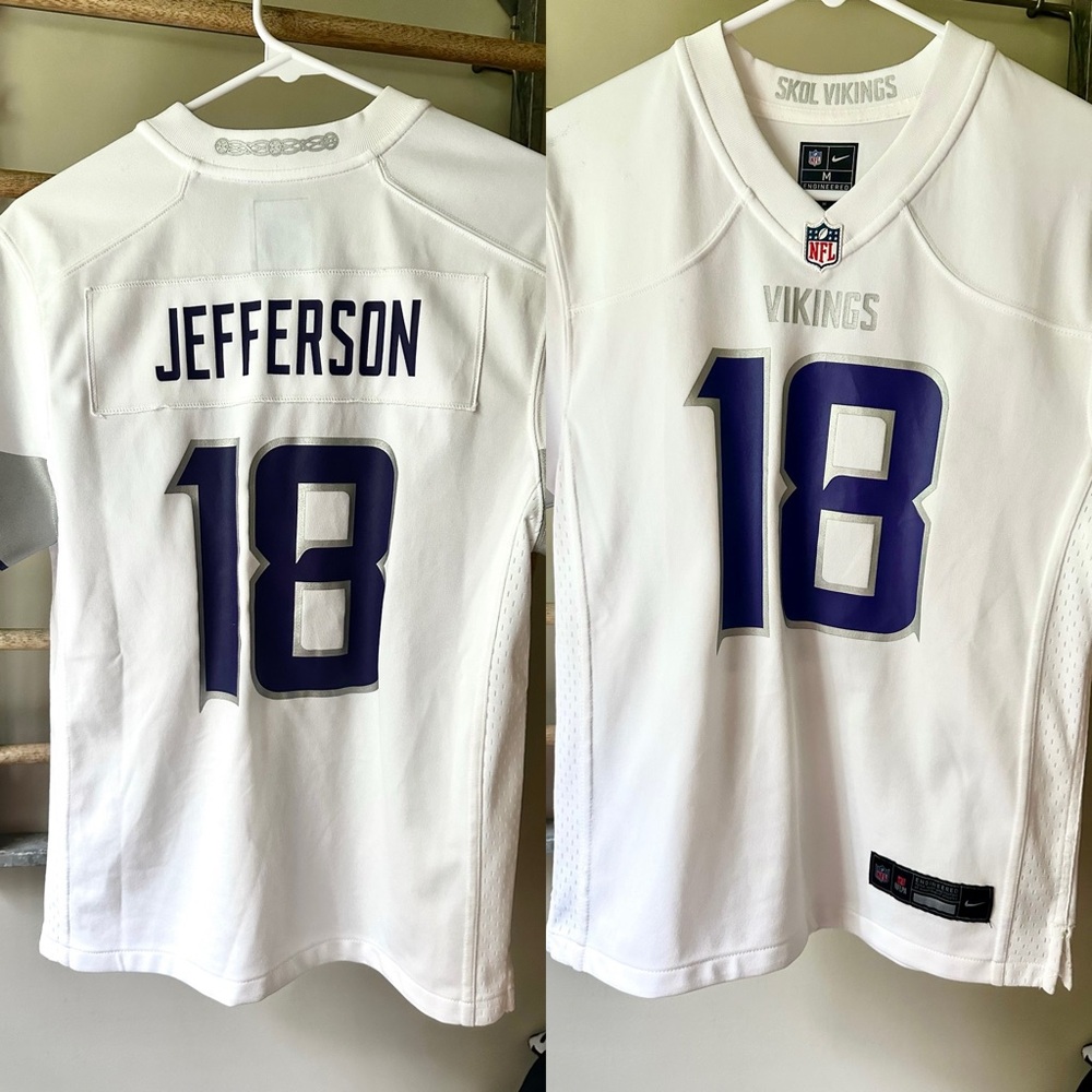 Nike White Youth Medium Justin Jefferson Jersey